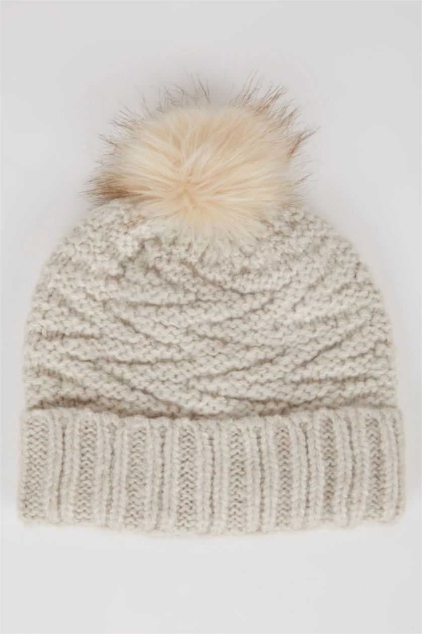 WOMAN Beige Woman Pompom Beanie