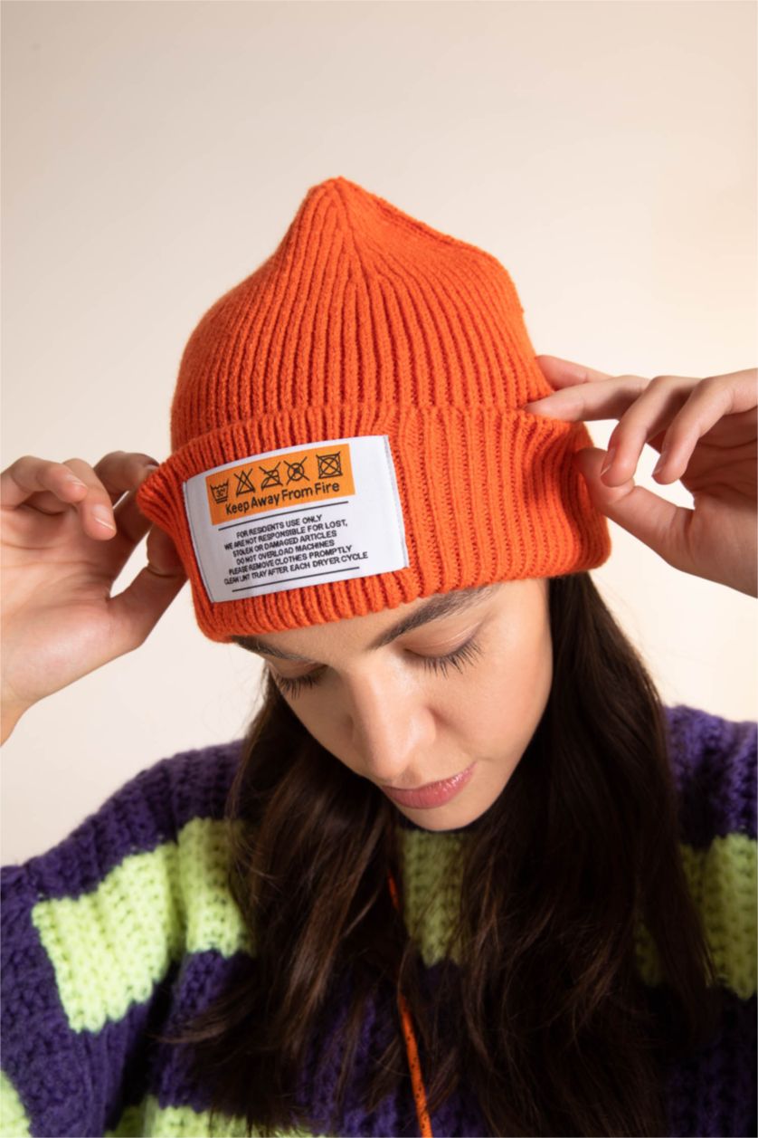 FEMME Orange Foncé Bonnet d'hiver Femme