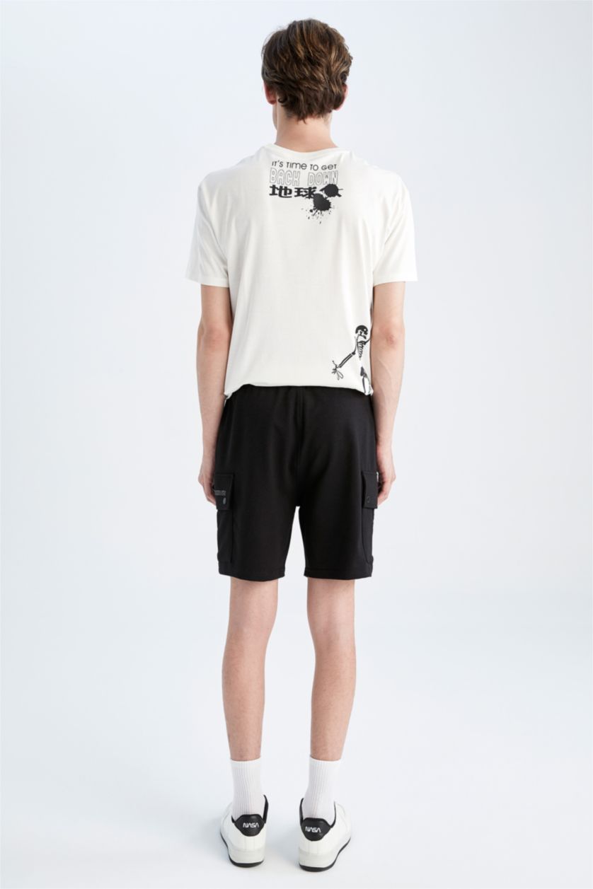 رجال أسود شورت كابري سليم فيت بساق ضيق