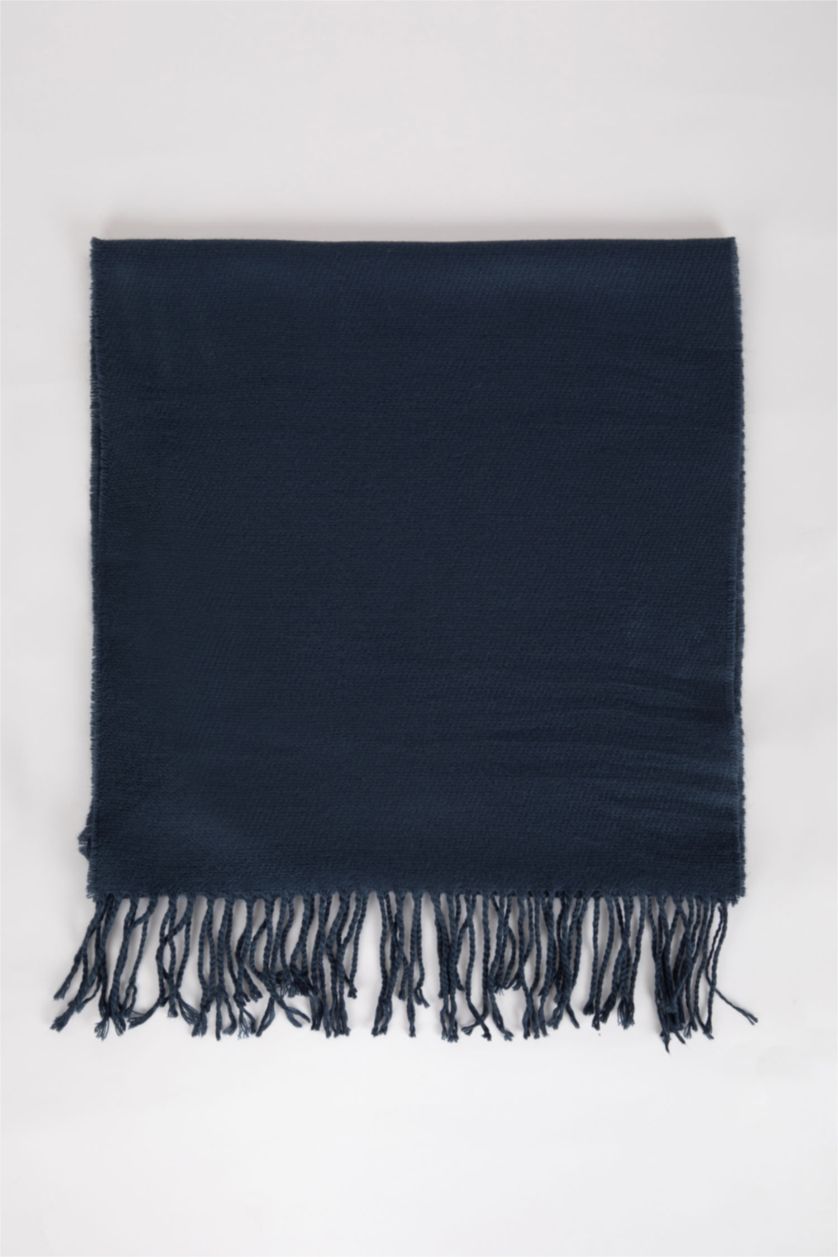 Erkek Koyu İndigo Erkek Basic Püsküllü Atkı