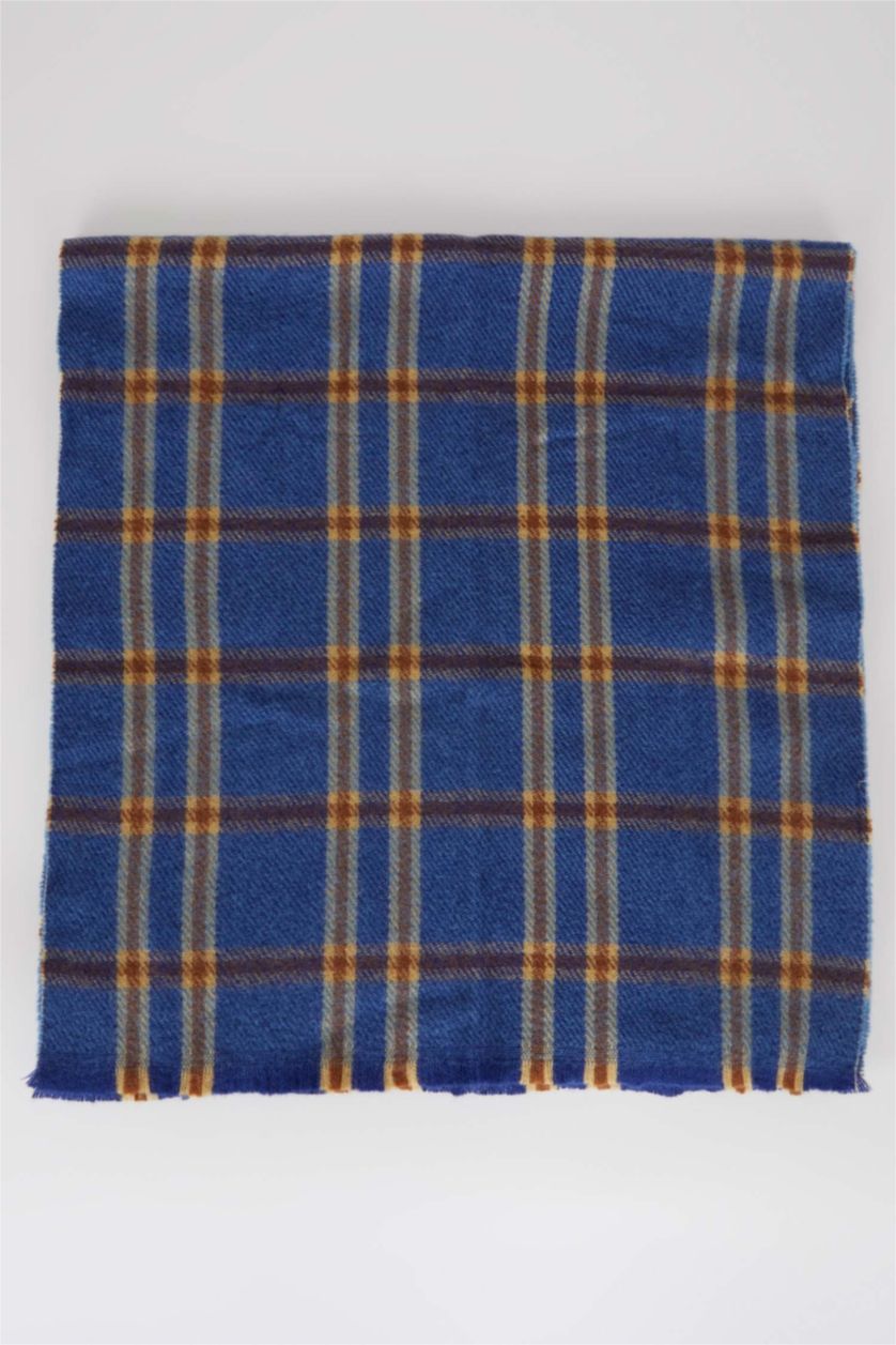 MAN Blue Man Plaid Patterned Scarf