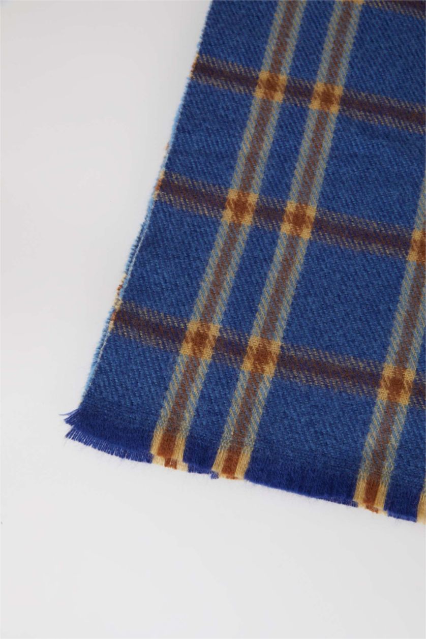 MAN Blue Man Plaid Patterned Scarf