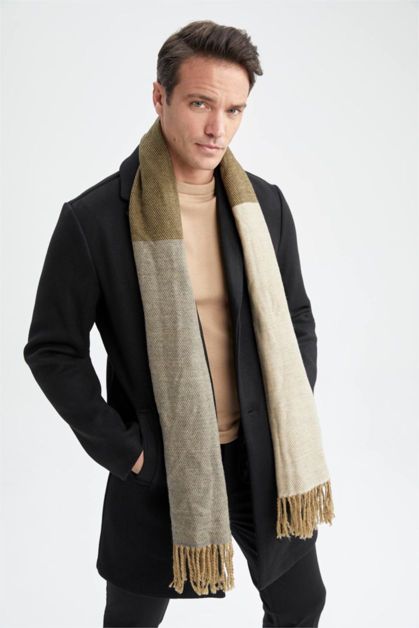 HOMME Bleu Écharpe basique à pampilles pour homme