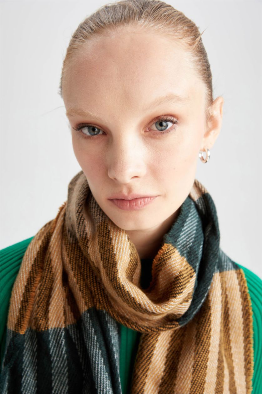 Erkek Karma Erkek Çizgi Desenli Atkı