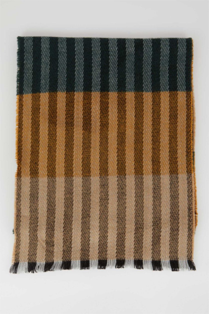 Erkek Karma Erkek Çizgi Desenli Atkı