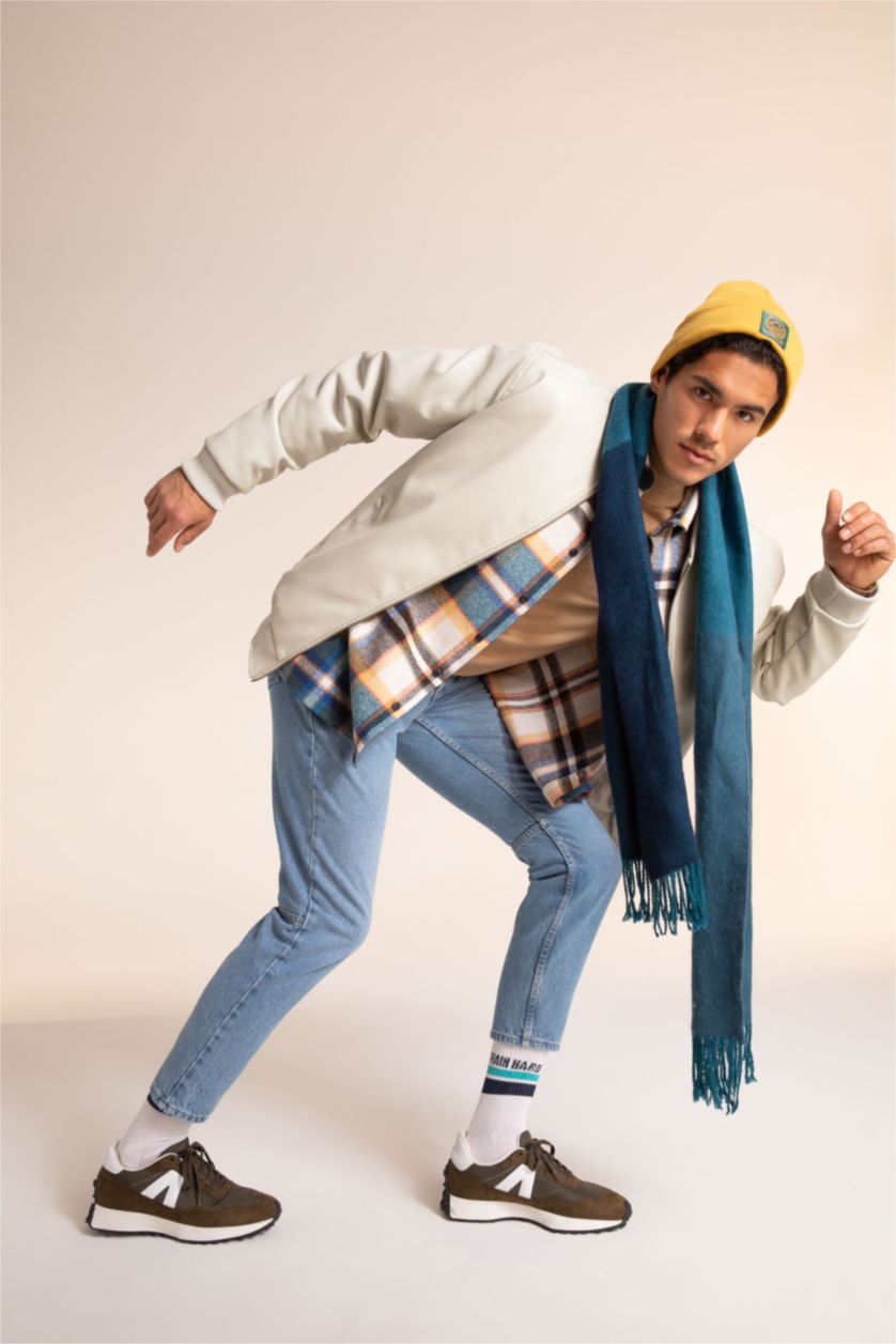 Erkek Petrol Erkek Basic Püsküllü Atkı