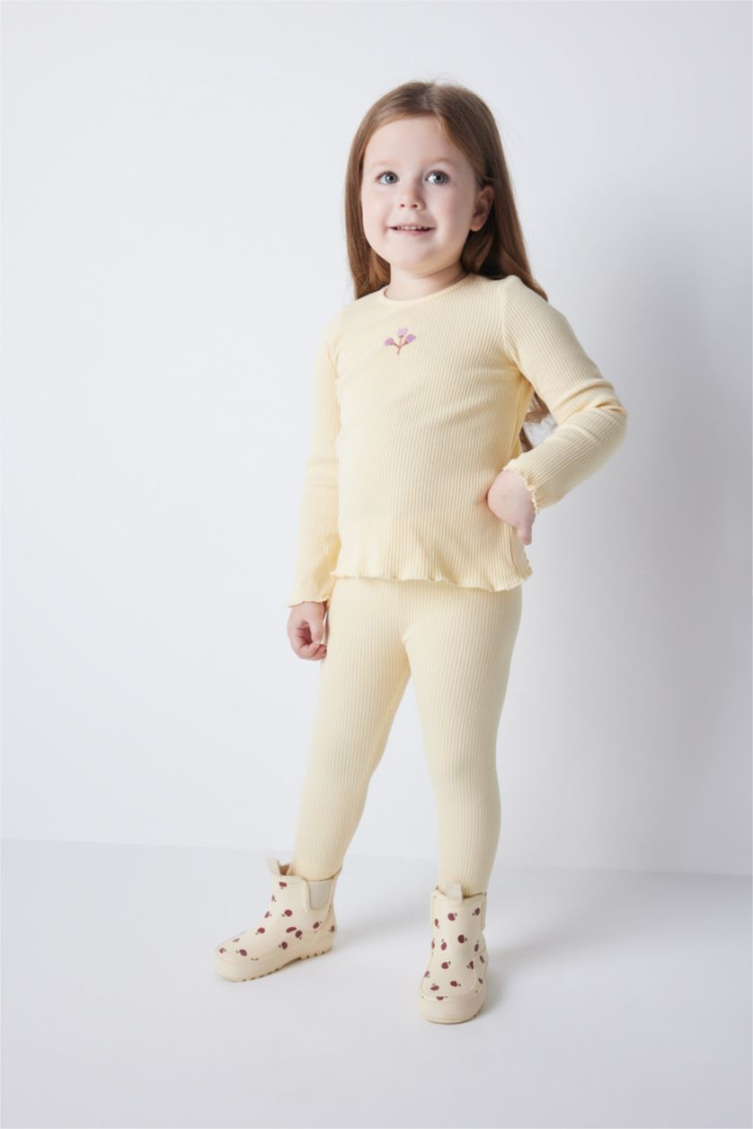 BABY GIRL Beige Baby Girl Floral Corduroy T-Shirt Bottom 2 Piece Set