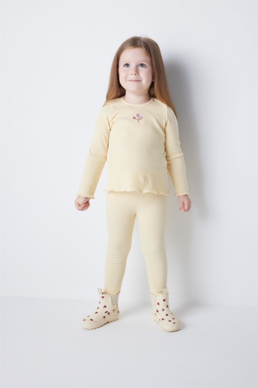 BABY GIRL Beige Baby Girl Floral Corduroy T-Shirt Bottom 2 Piece Set