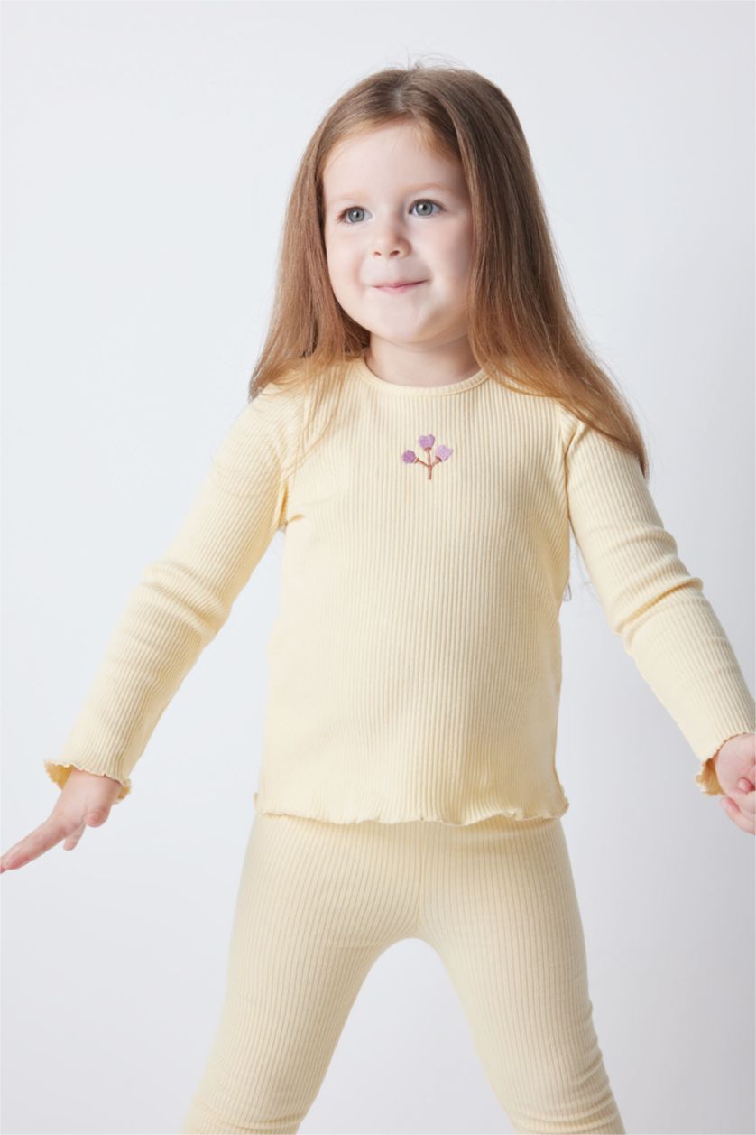 BABY GIRL Beige Baby Girl Floral Corduroy T-Shirt Bottom 2 Piece Set