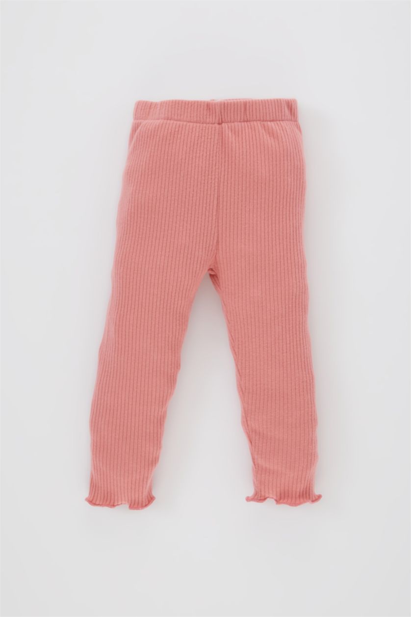 BABY GIRL Light Rose Girl Floral Ribbed T-Shirt Leggings 2 Piece Set