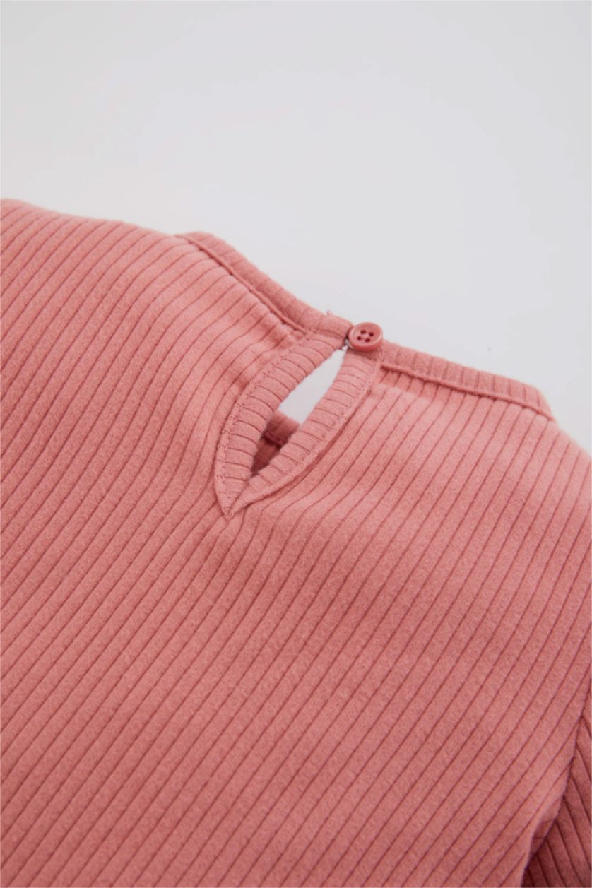 BABY GIRL Light Rose Girl Floral Ribbed T-Shirt Leggings 2 Piece Set