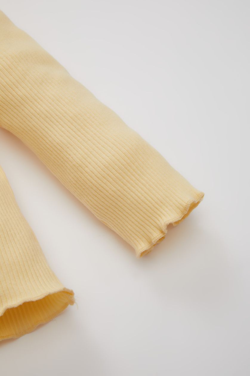 BABY GIRL Yellow Baby Girl Floral Ribbed Camisole T-Shirt Top Bottom 2 Piece Set