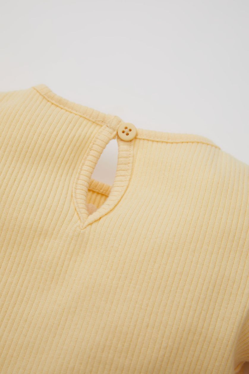 BABY GIRL Yellow Baby Girl Floral Ribbed Camisole T-Shirt Top Bottom 2 Piece Set