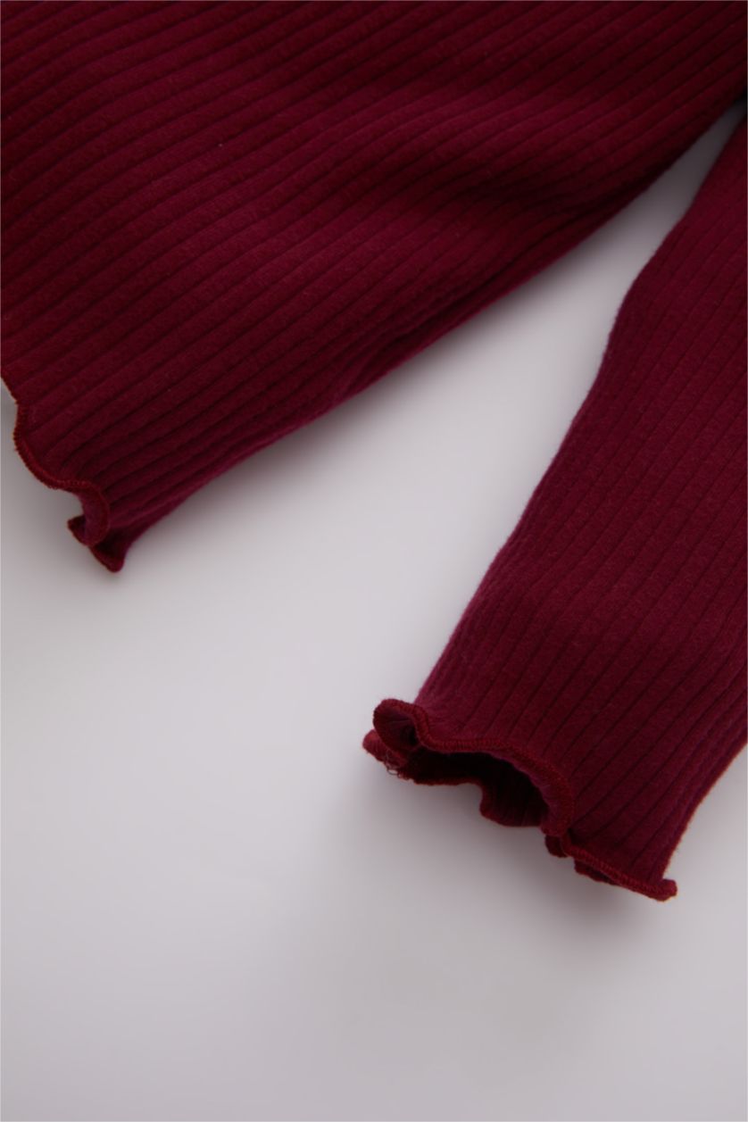 طفلة صغيرة خمري طقم بناتي فلورال مضلع - قطعتين