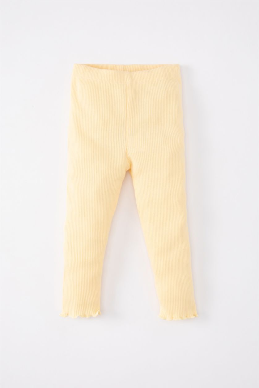 Kız Bebek Sarı 	Kız Bebek 2'li Takım Çiçekli Fitilli Kaşkorse Uzun Kollu Tişört Üst Beli Lastikli Alt