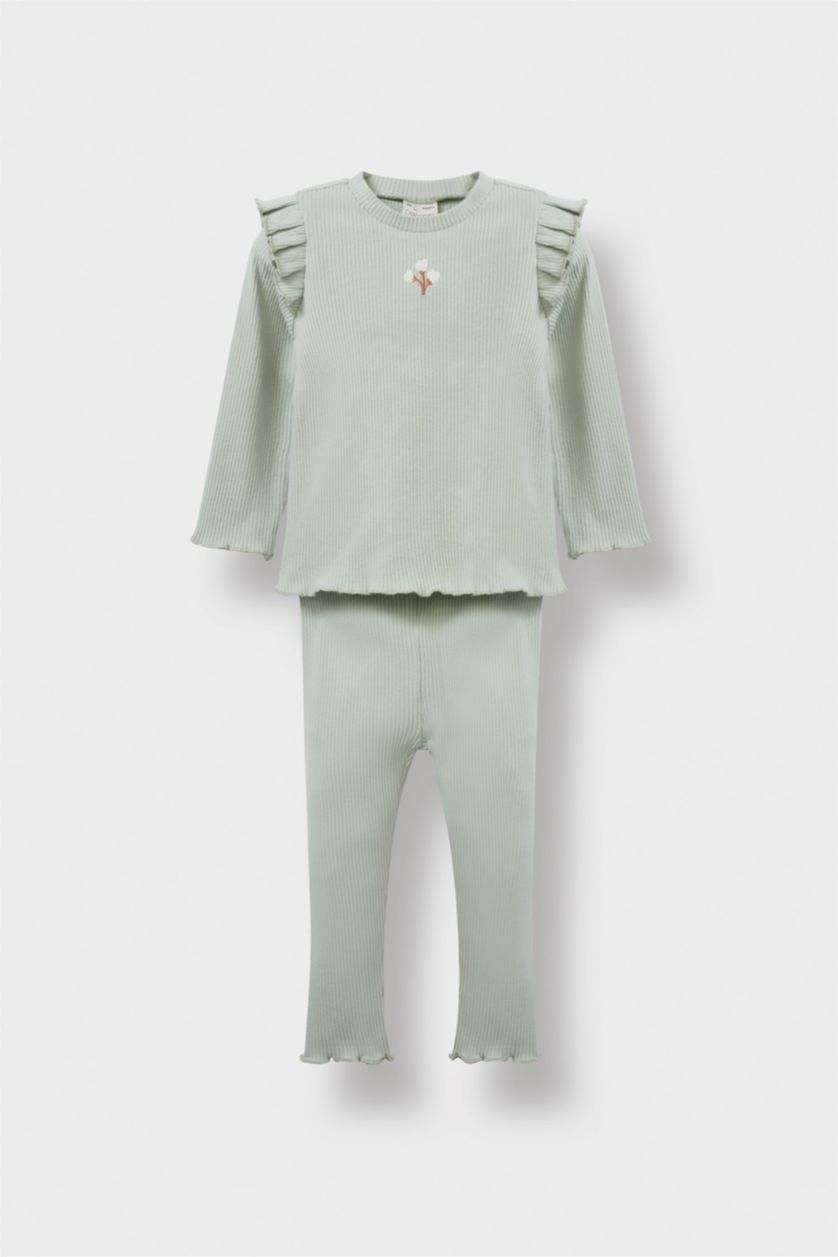 BABY GIRL Mint Baby Girl Floral Ribbed T-Shirt Leggings 2 Piece Set