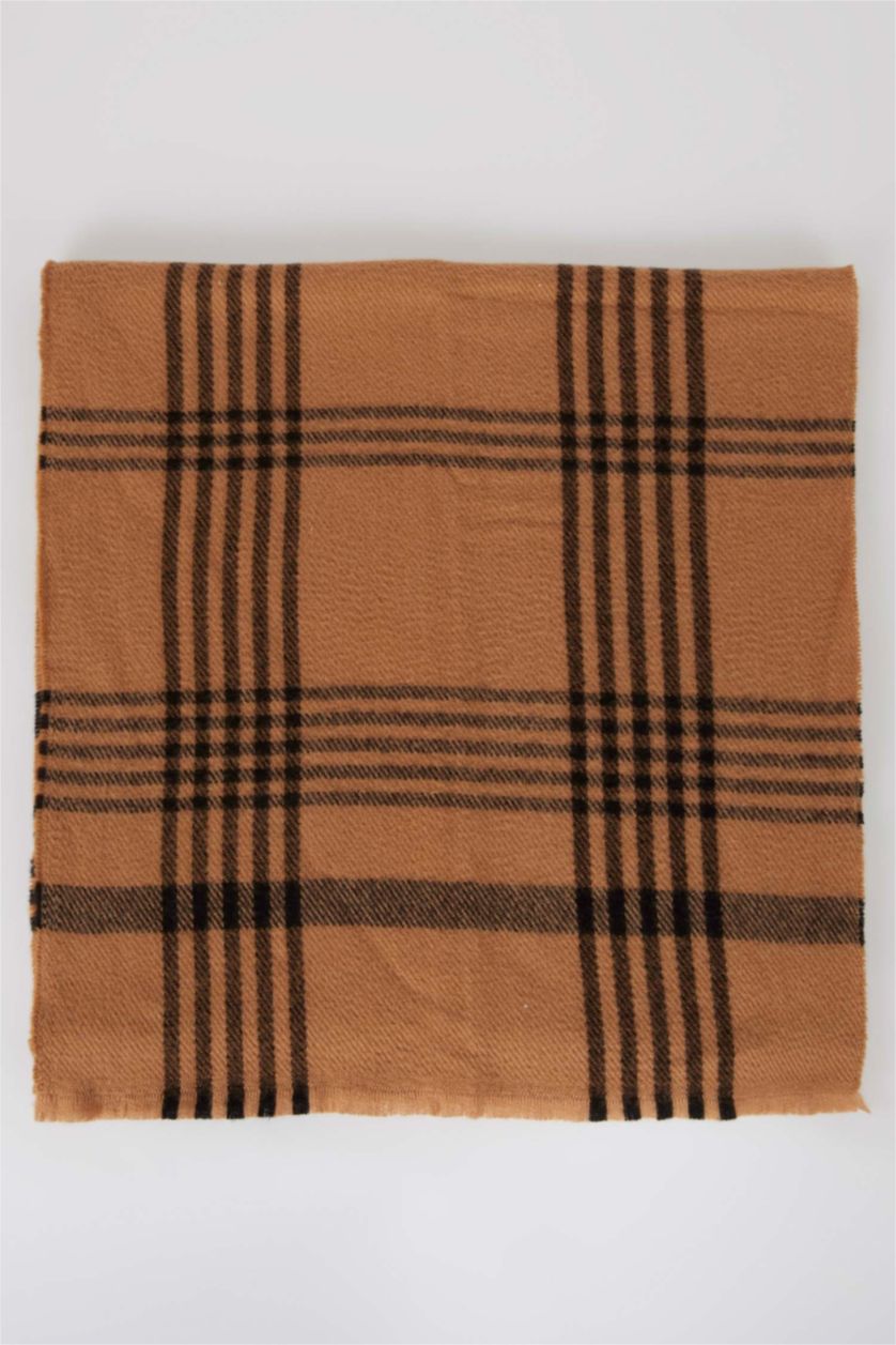 Erkek Kahve Erkek Ekose Desenli Atkı