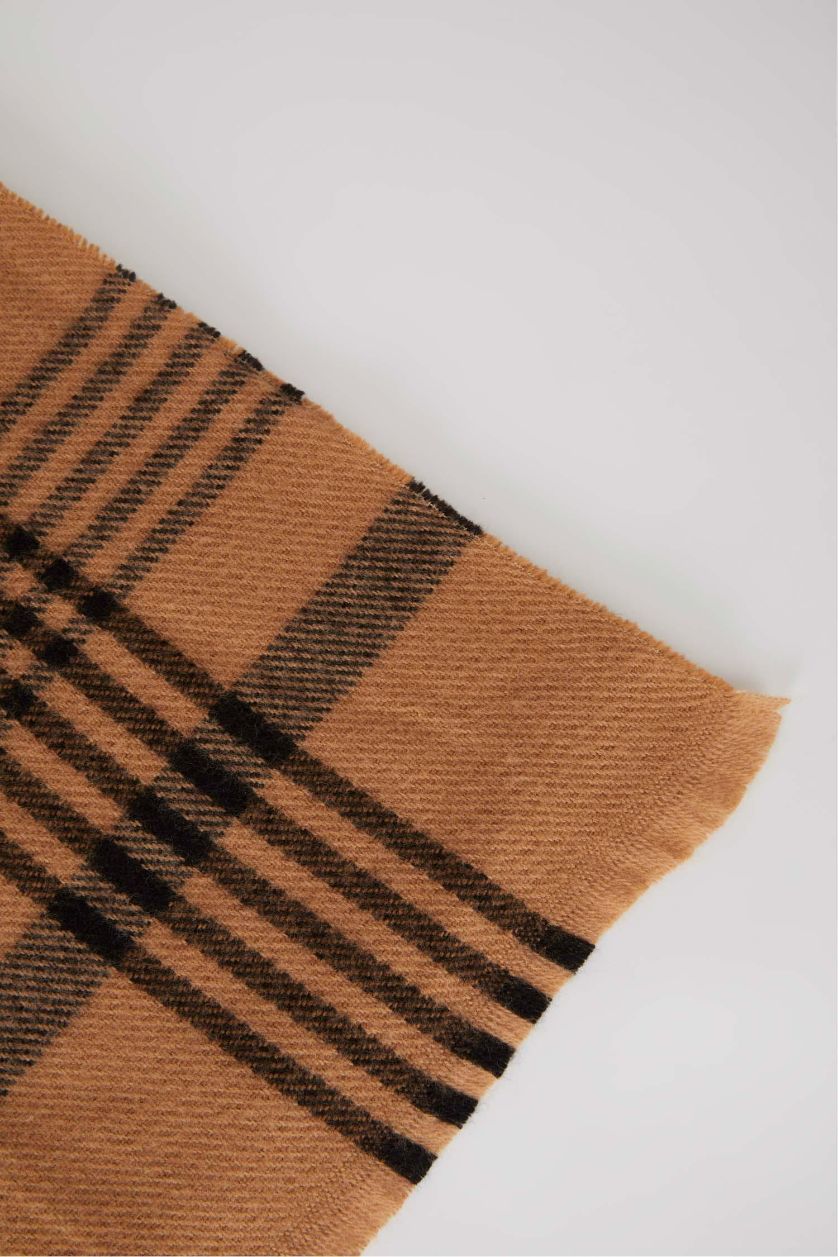 Erkek Kahve Erkek Ekose Desenli Atkı