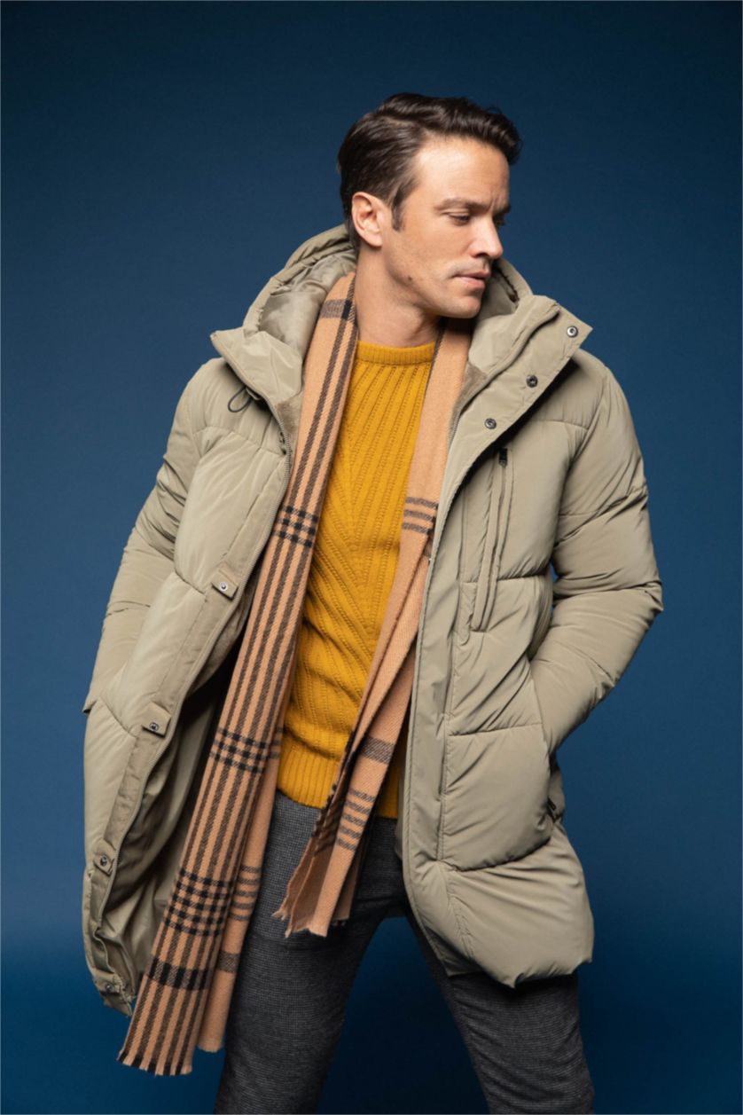 Erkek Kahve Erkek Ekose Desenli Atkı