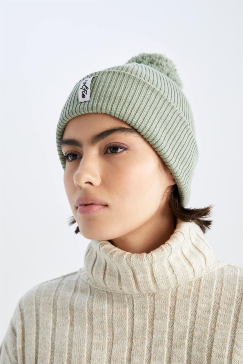 FEMME Vert Bonnet d'hiver Femme