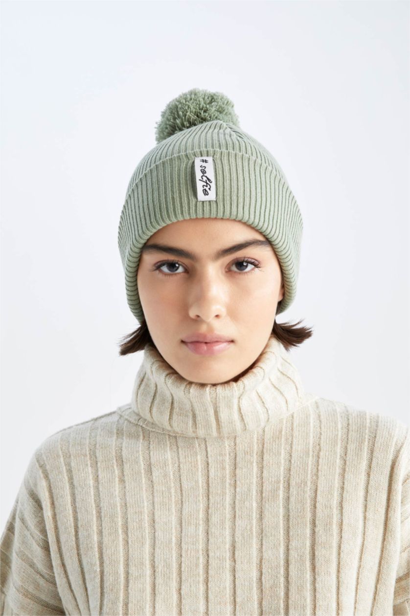 FEMME Vert Bonnet d'hiver Femme