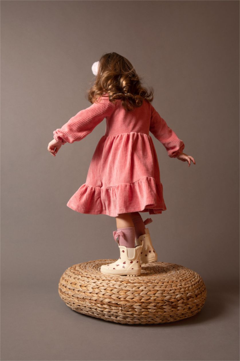 BÉBÉ FILLE Bordeaux Robe à manches longues en velours côtelé pour bébé fille