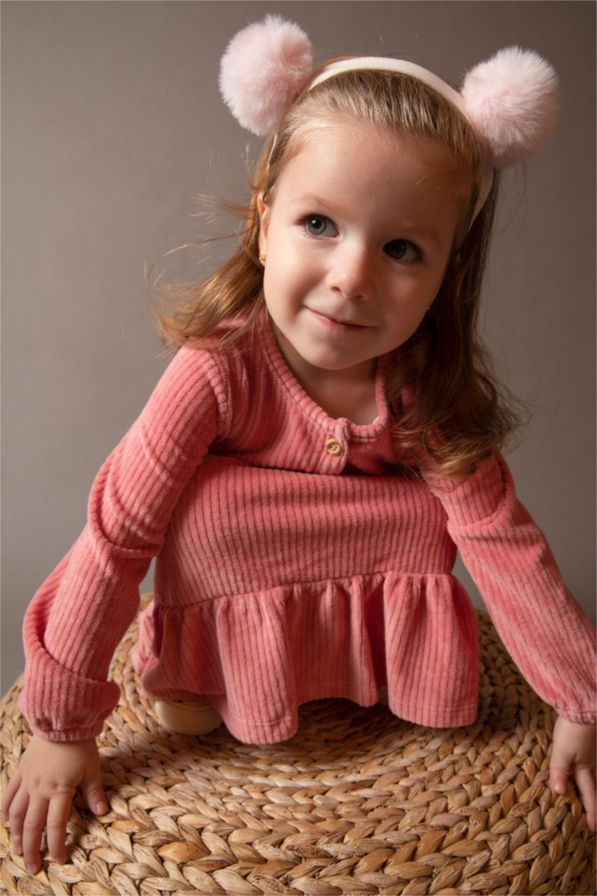 BÉBÉ FILLE Bordeaux Robe à manches longues en velours côtelé pour bébé fille