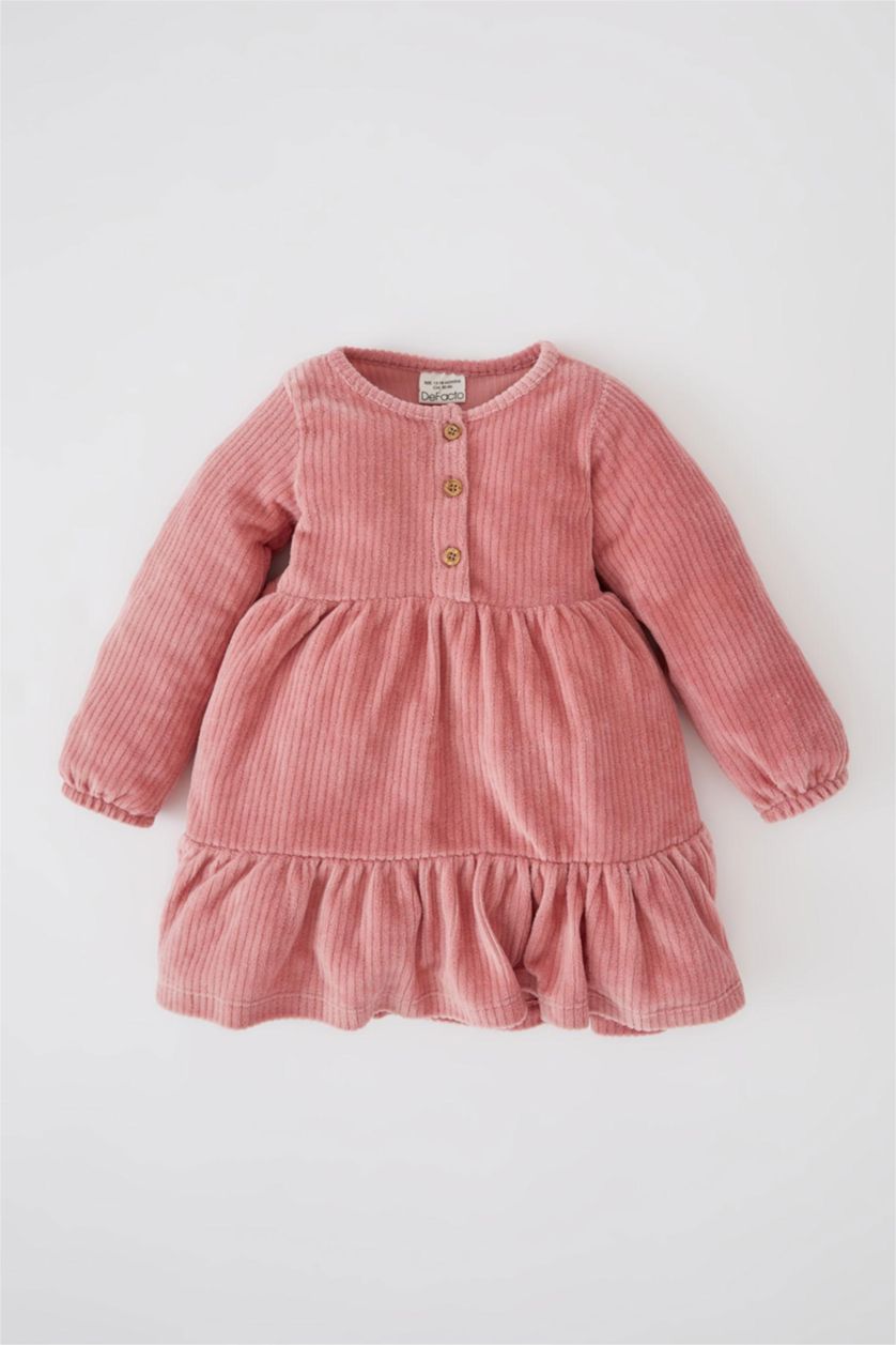 BÉBÉ FILLE Bordeaux Robe à manches longues en velours côtelé pour bébé fille
