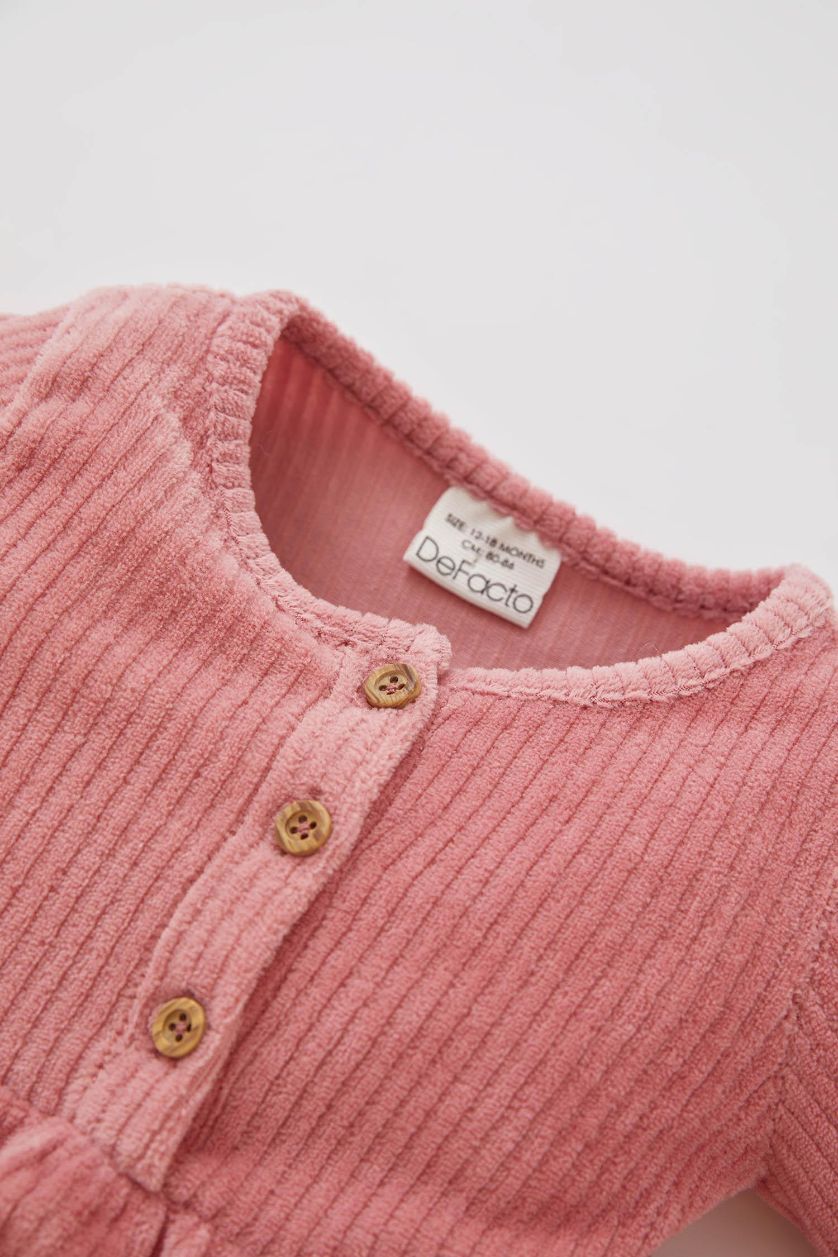 BÉBÉ FILLE Bordeaux Robe à manches longues en velours côtelé pour bébé fille