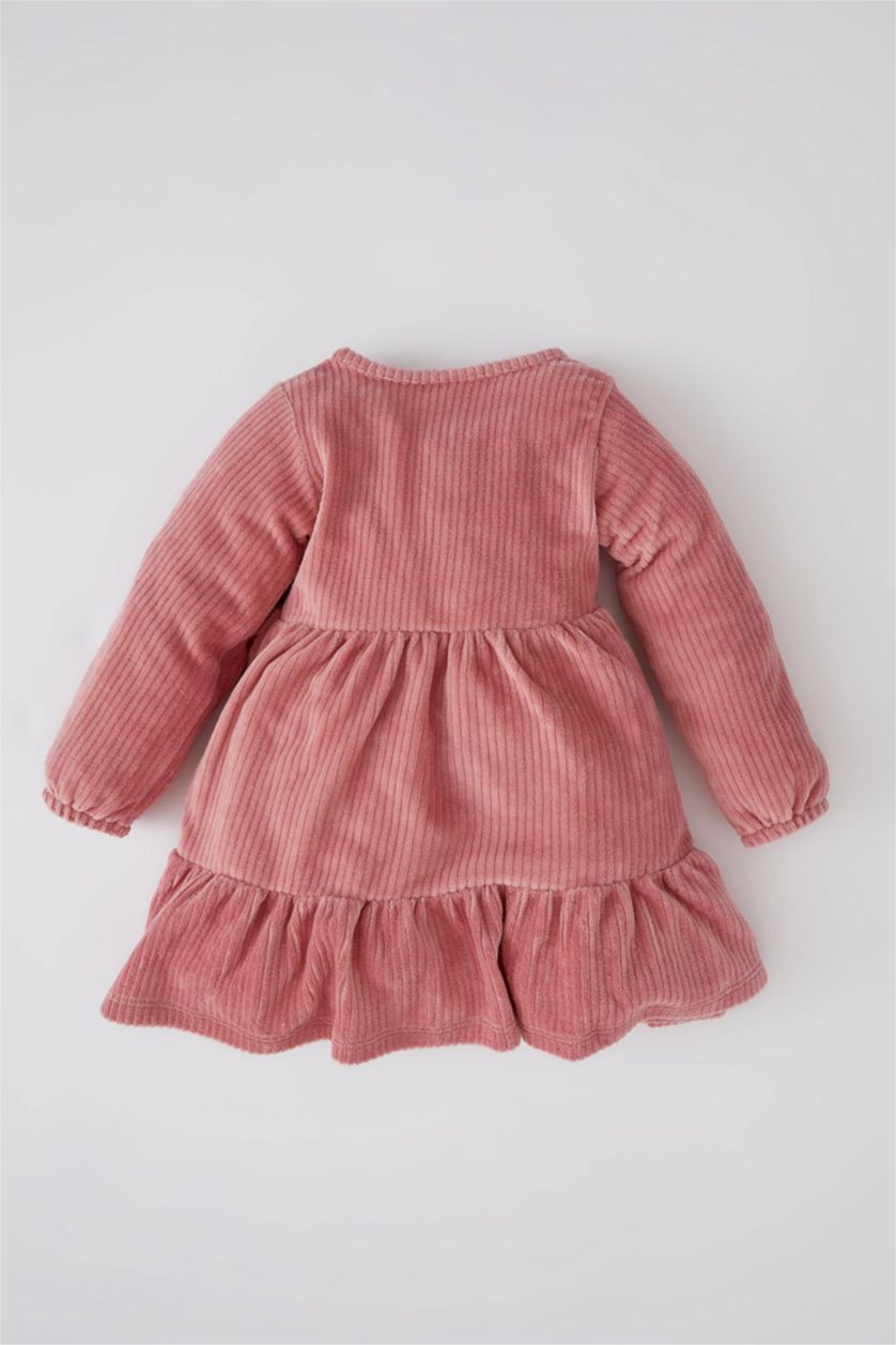 BÉBÉ FILLE Bordeaux Robe à manches longues en velours côtelé pour bébé fille