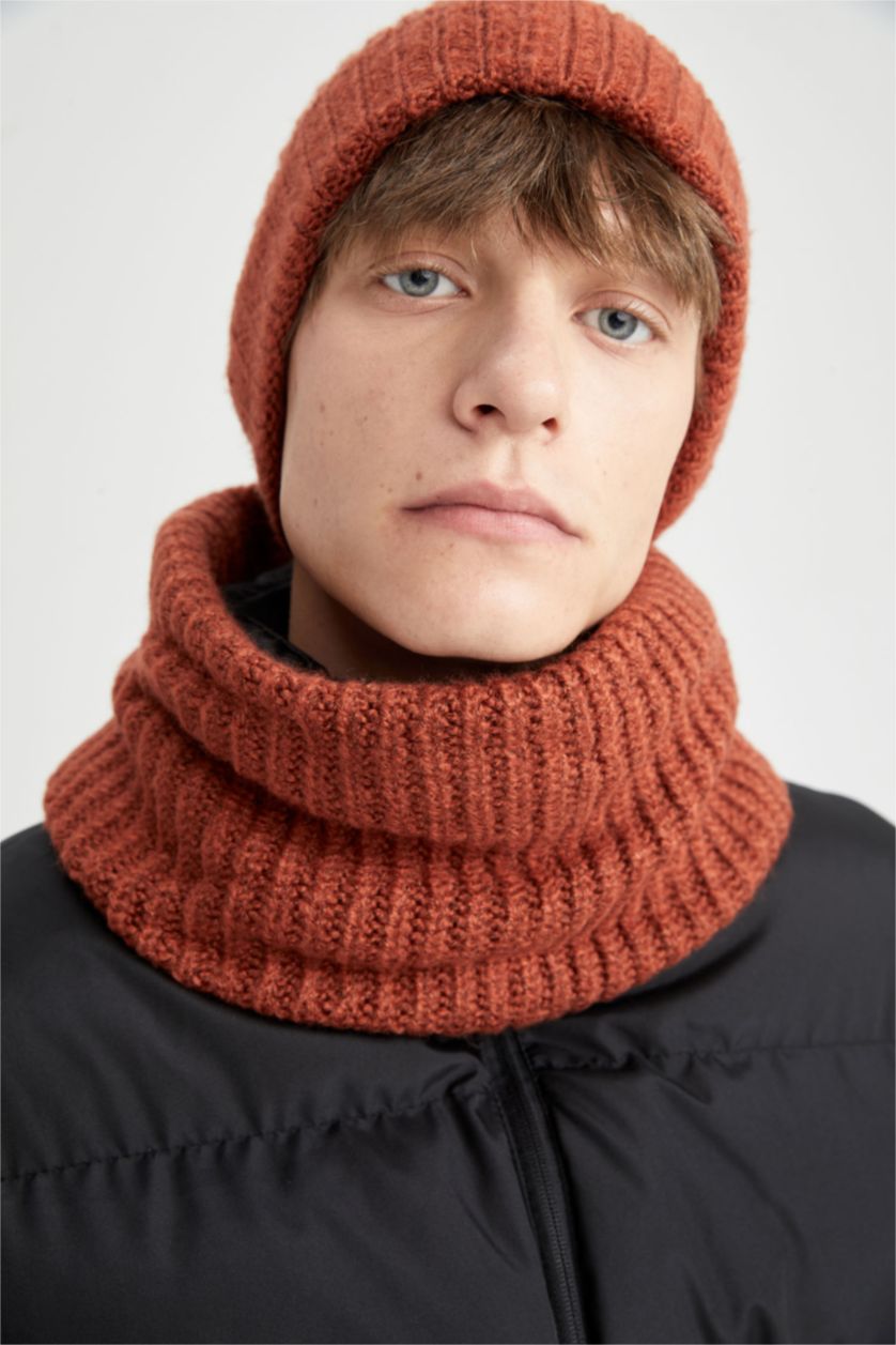 HOMME Bordo Ensemble de col et bonnet en tricot pour hommes
