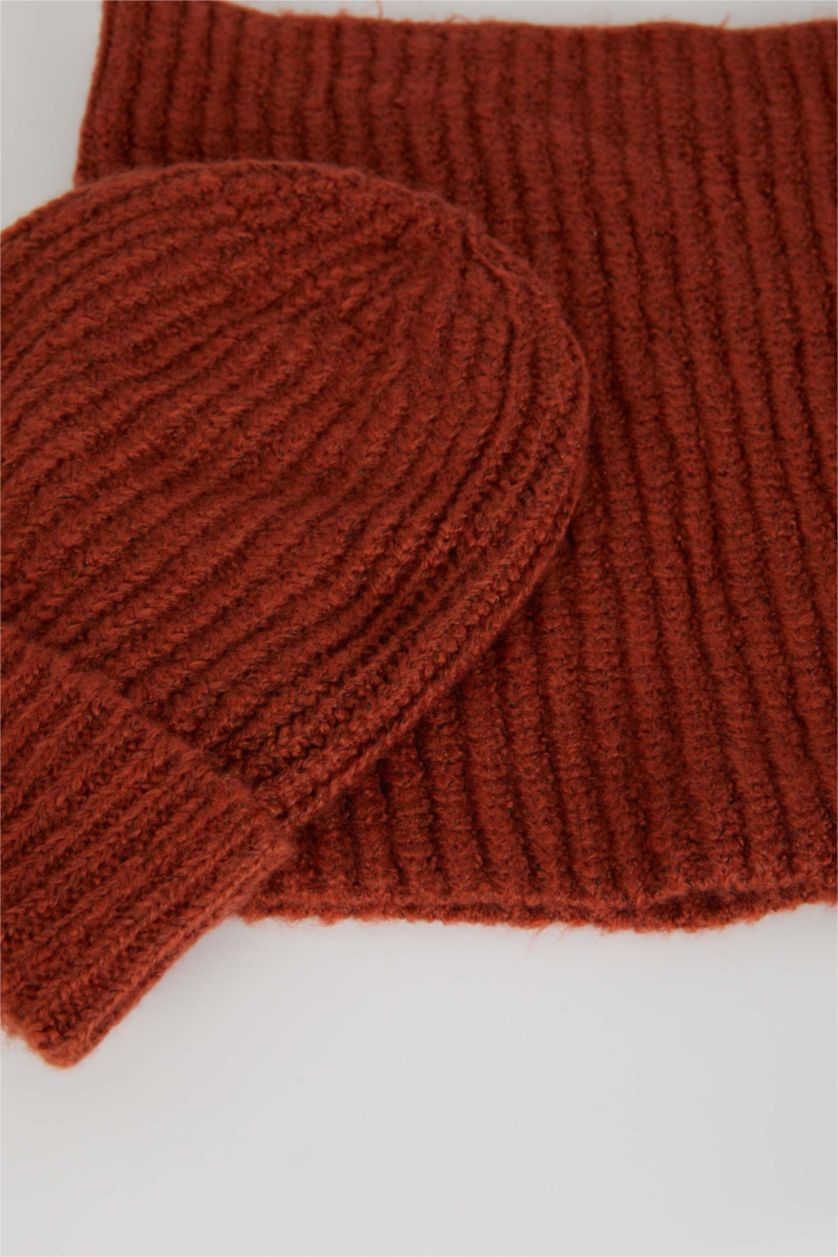 HOMME Bordo Ensemble de col et bonnet en tricot pour hommes