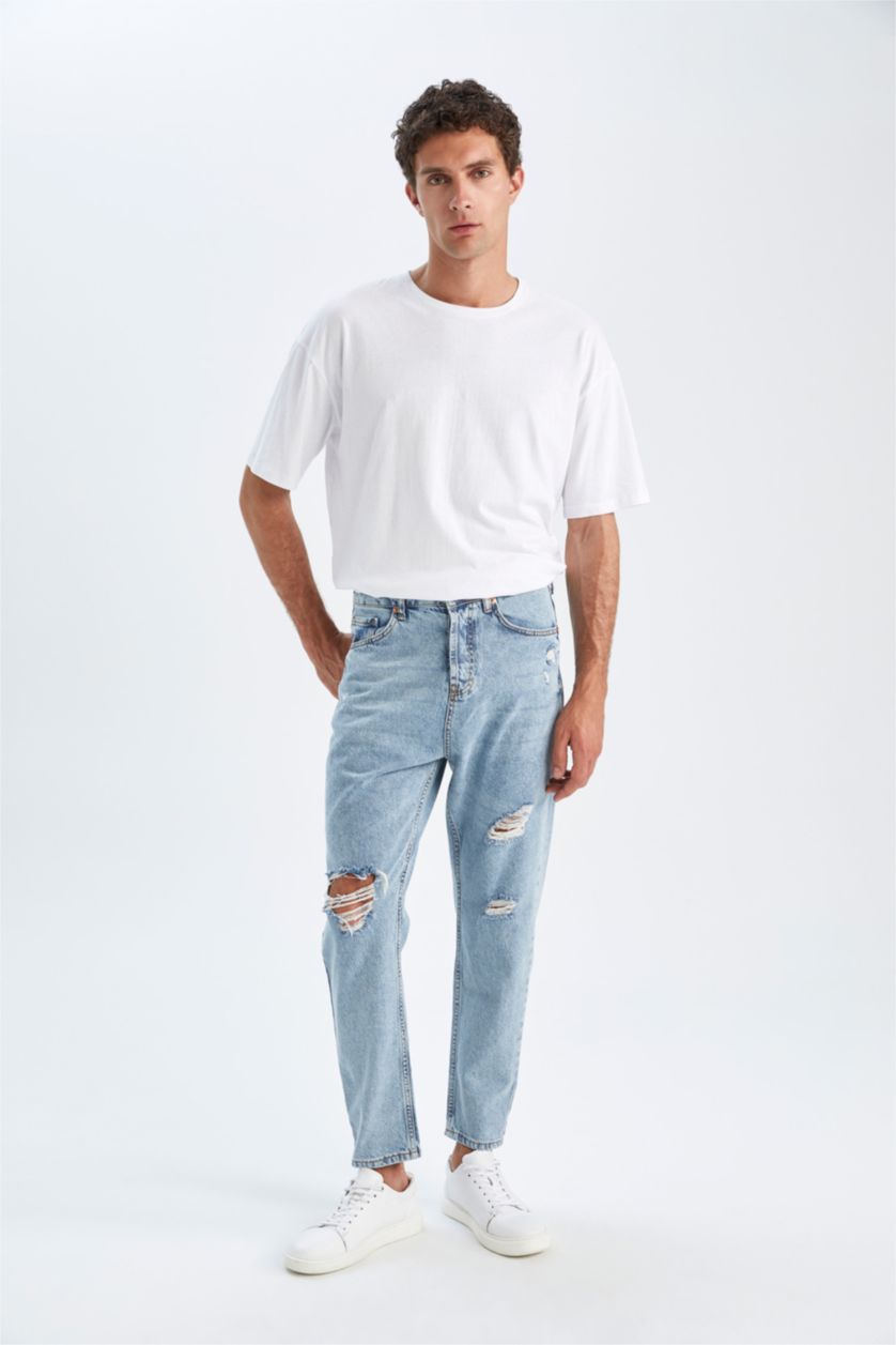 Erkek Açık Mavi Loose Fıt Pantolon