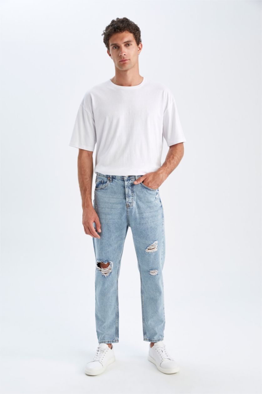 Erkek Açık Mavi Loose Fıt Pantolon