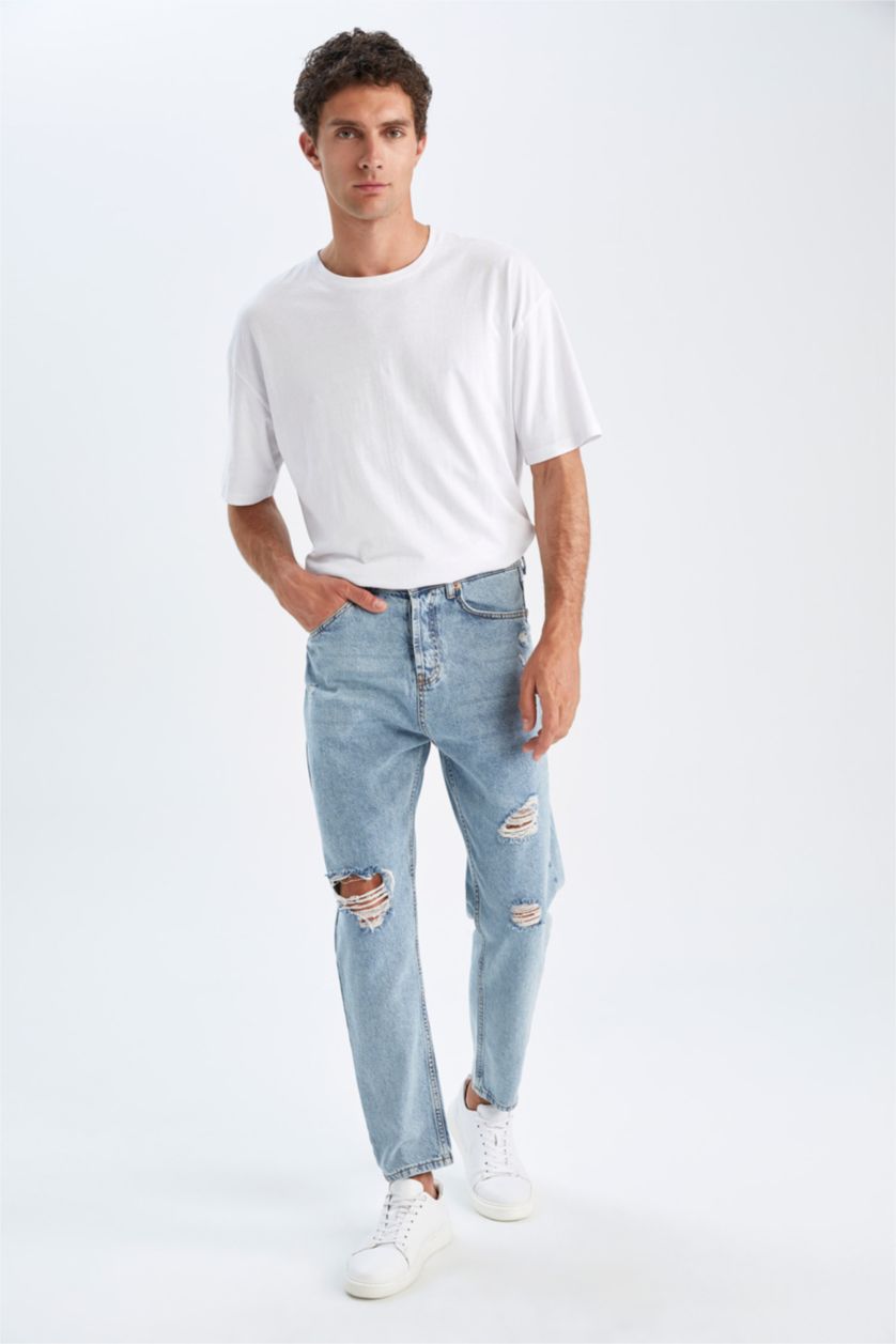 Erkek Açık Mavi Loose Fıt Pantolon