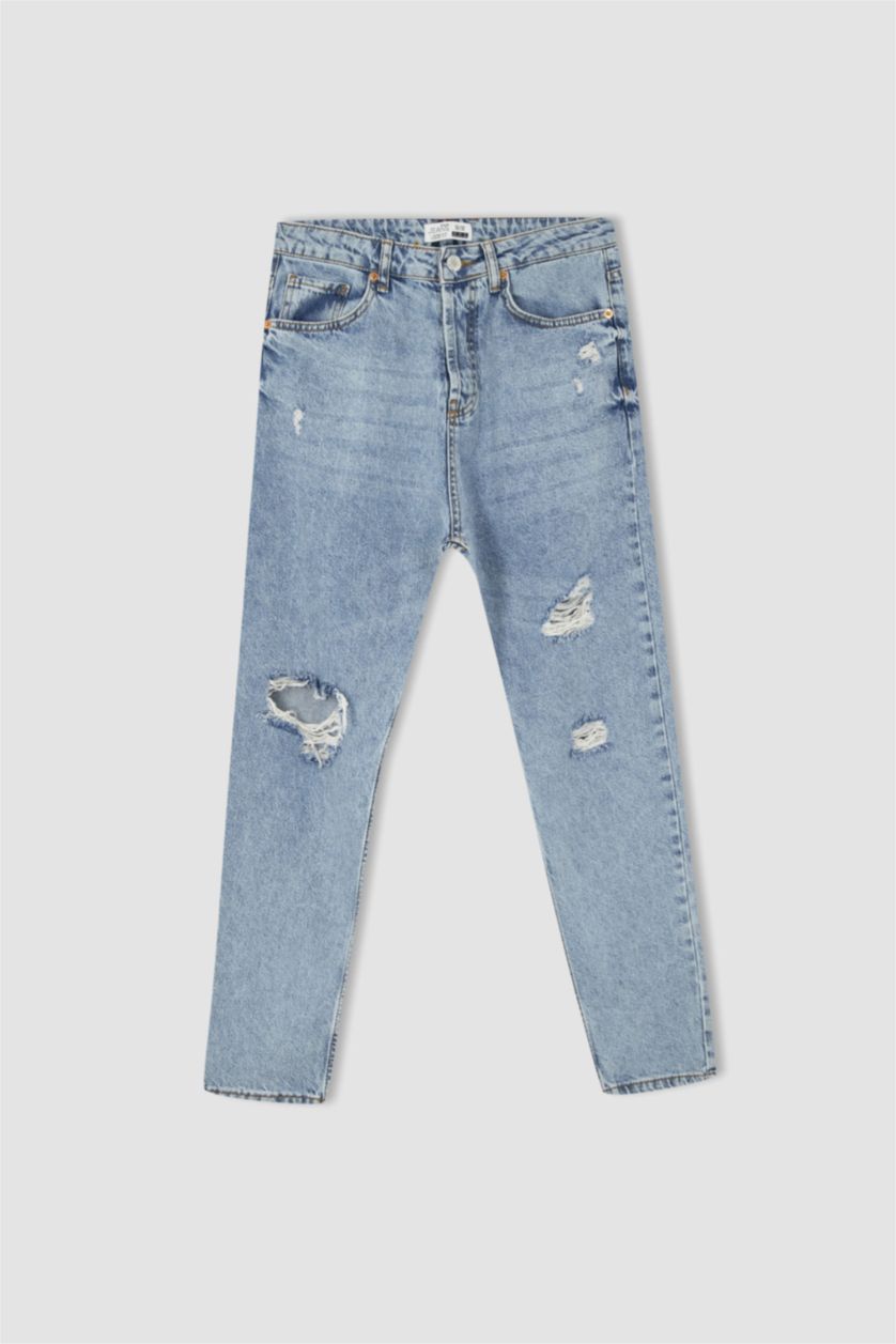 Erkek Açık Mavi Loose Fıt Pantolon