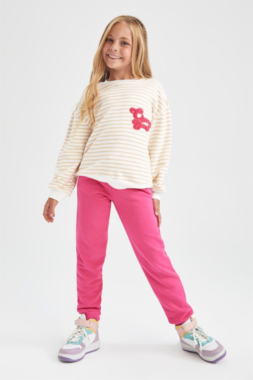 GIRLS & TEENS Pink Girl's Jogger Standard Fit Back To School Thick Fabric Sweatpants