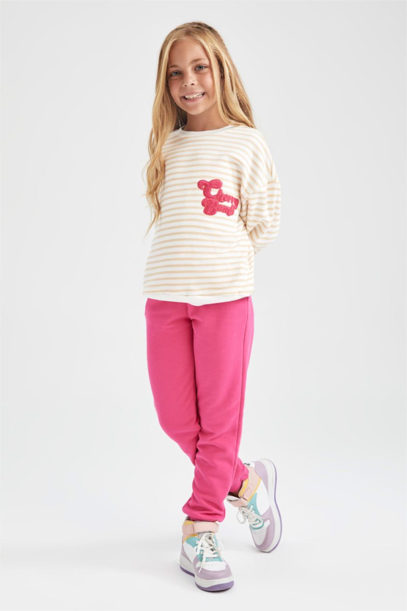 GIRLS & TEENS Pink Girl's Jogger Standard Fit Back To School Thick Fabric Sweatpants