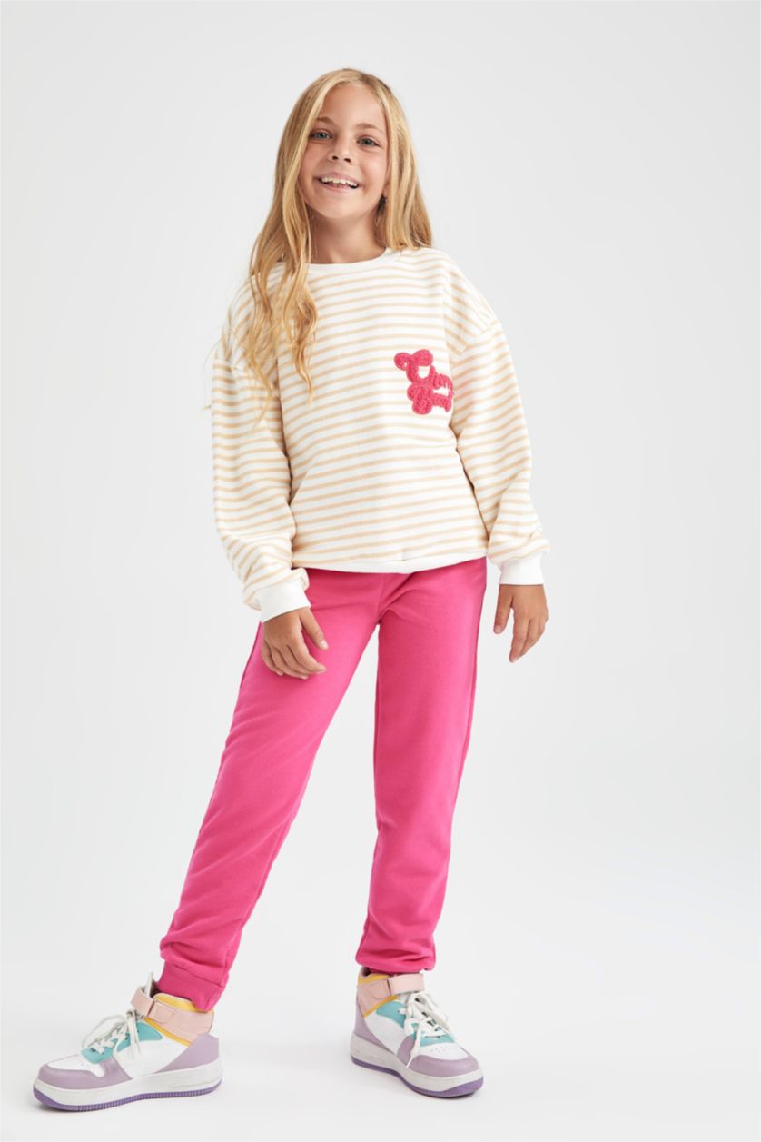 GIRLS & TEENS Pink Girl's Jogger Standard Fit Back To School Thick Fabric Sweatpants