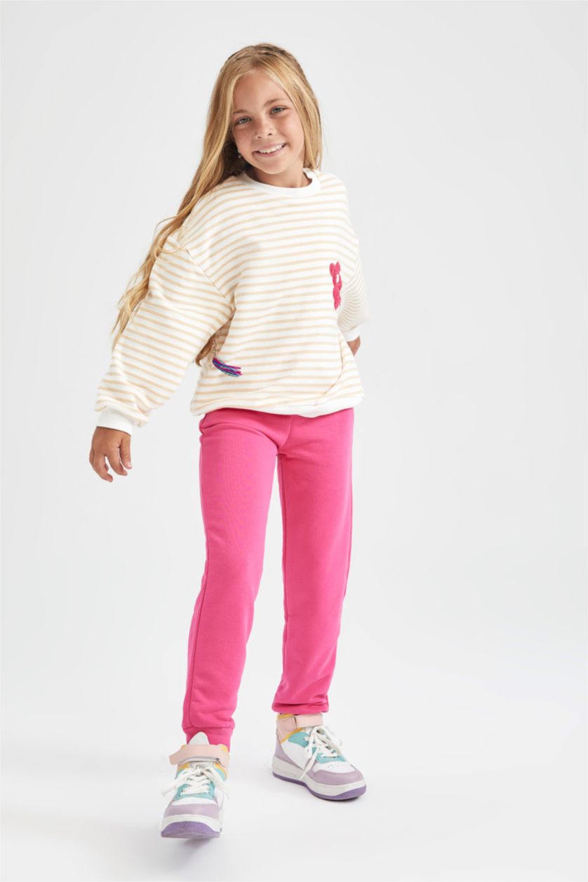 GIRLS & TEENS Pink Girl's Jogger Standard Fit Back To School Thick Fabric Sweatpants