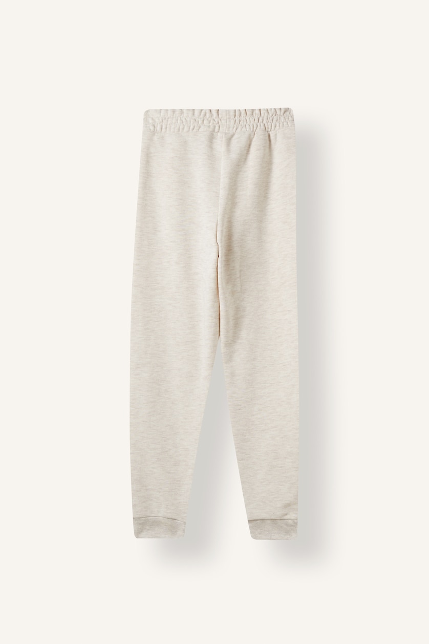 Kız Çocuk - Genç Kız Bej Melanj Standart Fit Basic Düz Beli Lastikli Okul Jogger Eşofman Altı Kız Çocuk