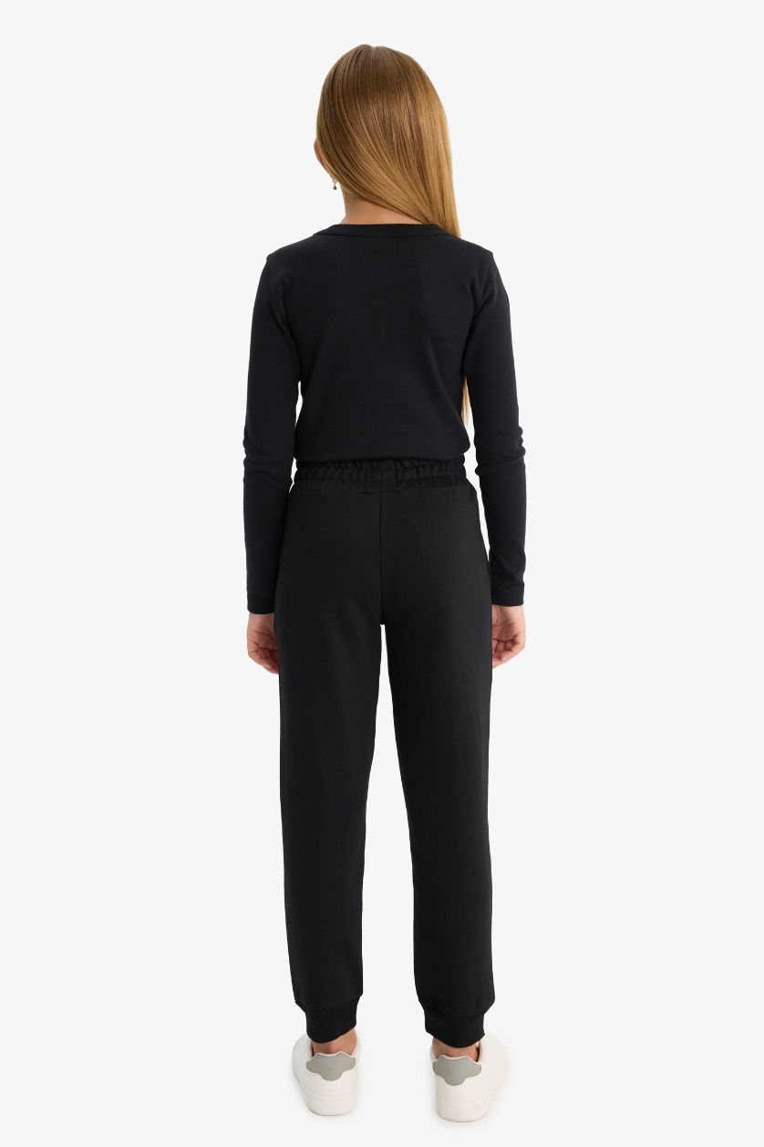 بناتي أسود بنطلون سويت بانتس بناتي بيزك جوجر قصة عادية