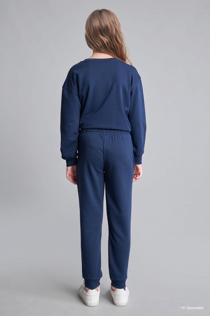 GIRLS & TEENS NAVY Girl Elastic Waist Pocket Jogger Sweatpants