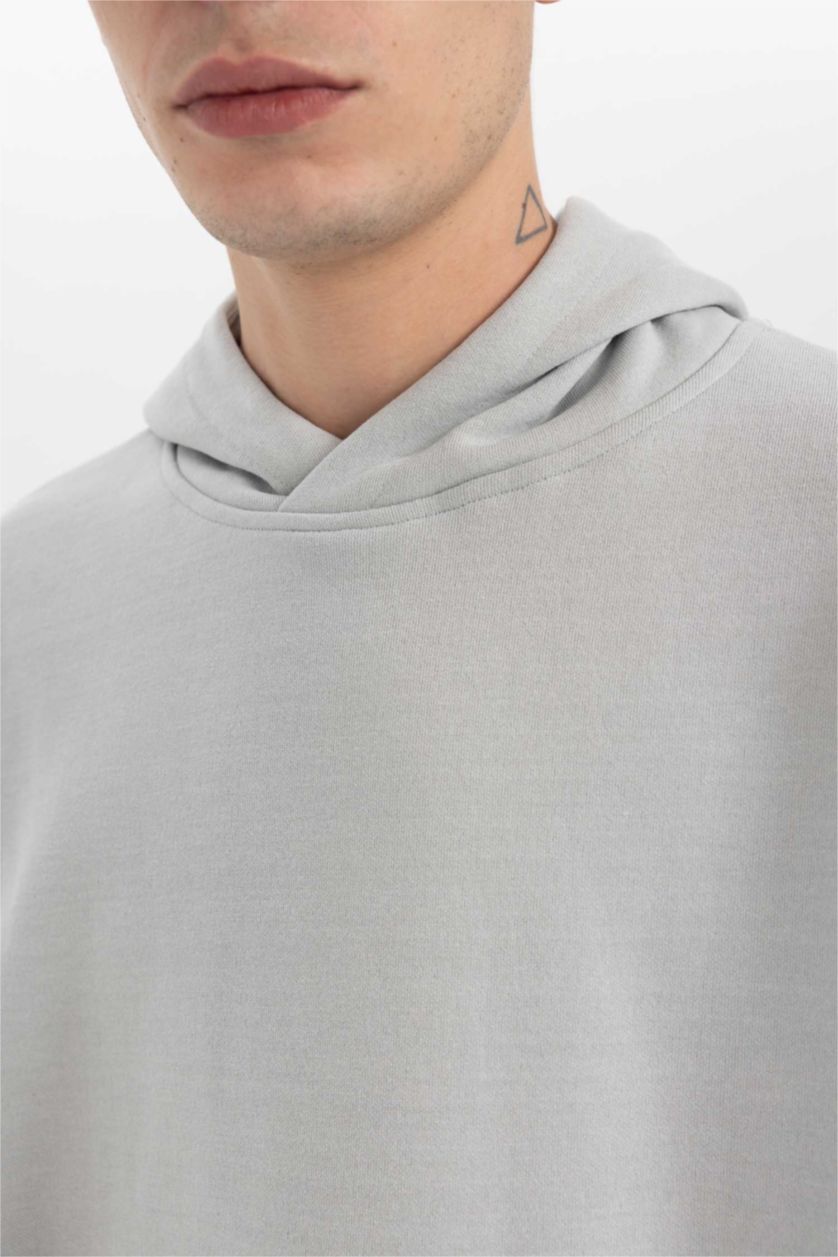 Мужчины Светло-серый Свитшот оверсайз с капюшоном