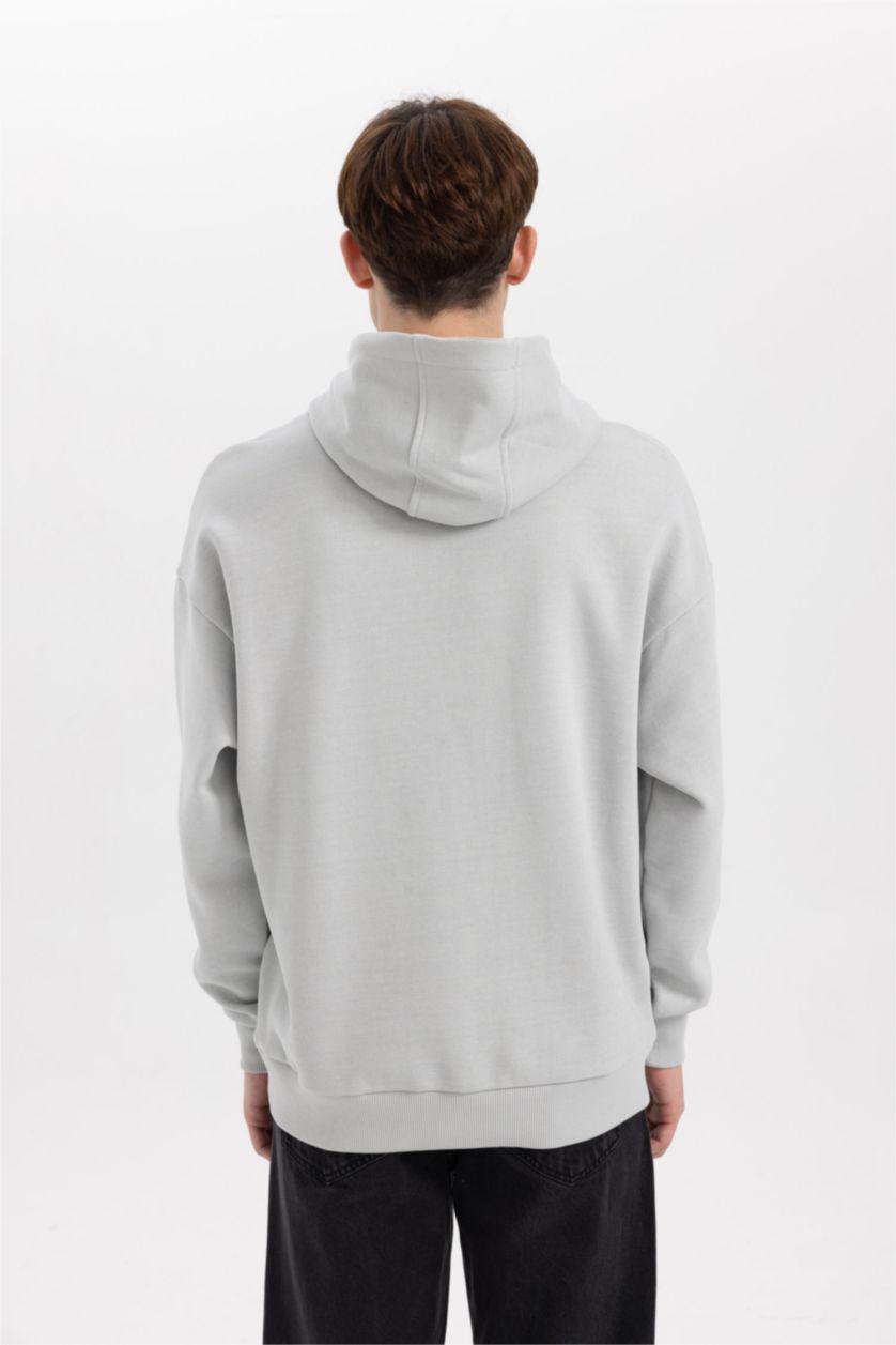 Мужчины Светло-серый Свитшот оверсайз с капюшоном