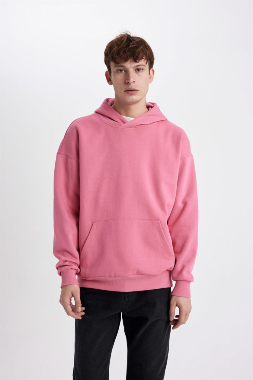 HOMME Rose Sweat à capuche Oversize Basique avec poche et intérieur doux en tissu peluche