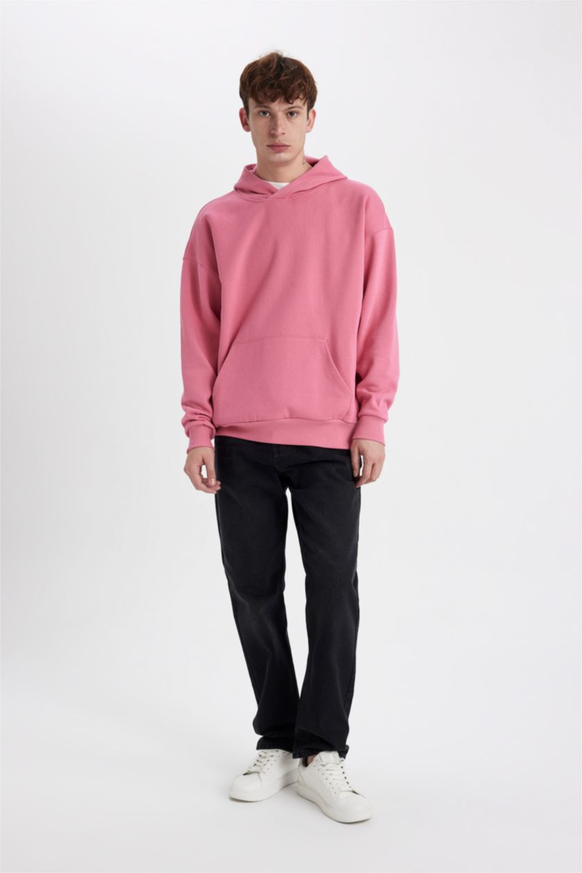 HOMME Rose Sweat à capuche Oversize Basique avec poche et intérieur doux en tissu peluche