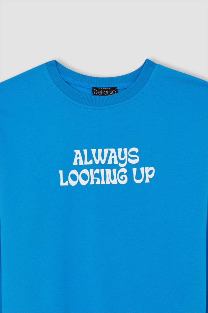 FEMME Bleu Sweat Col Rond Coupe Classique