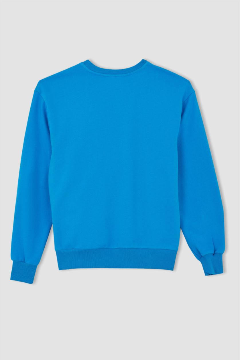 FEMME Bleu Sweat Col Rond Coupe Classique