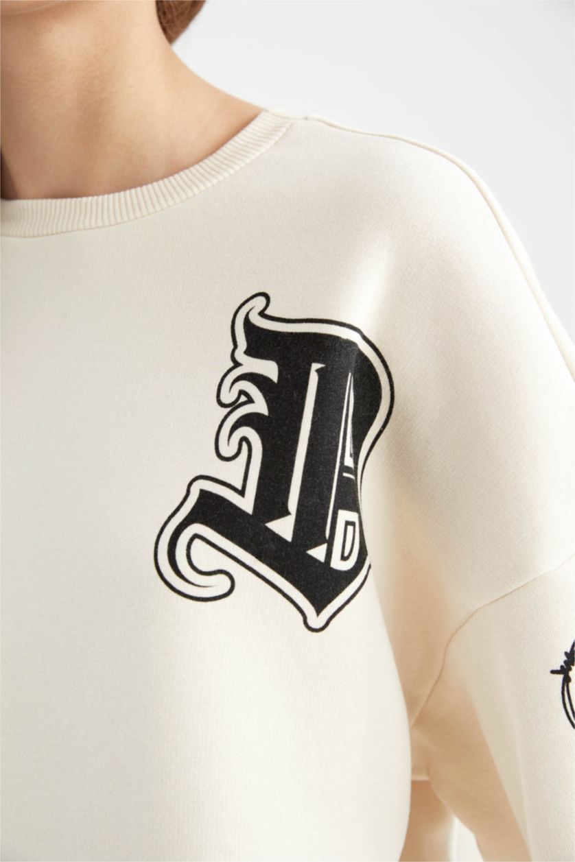 WOMAN Light Stone Oversize Fit Thick Sweatshirt Fabric Sweatshirt